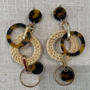 Rattan and Tortoise Shell Earrings